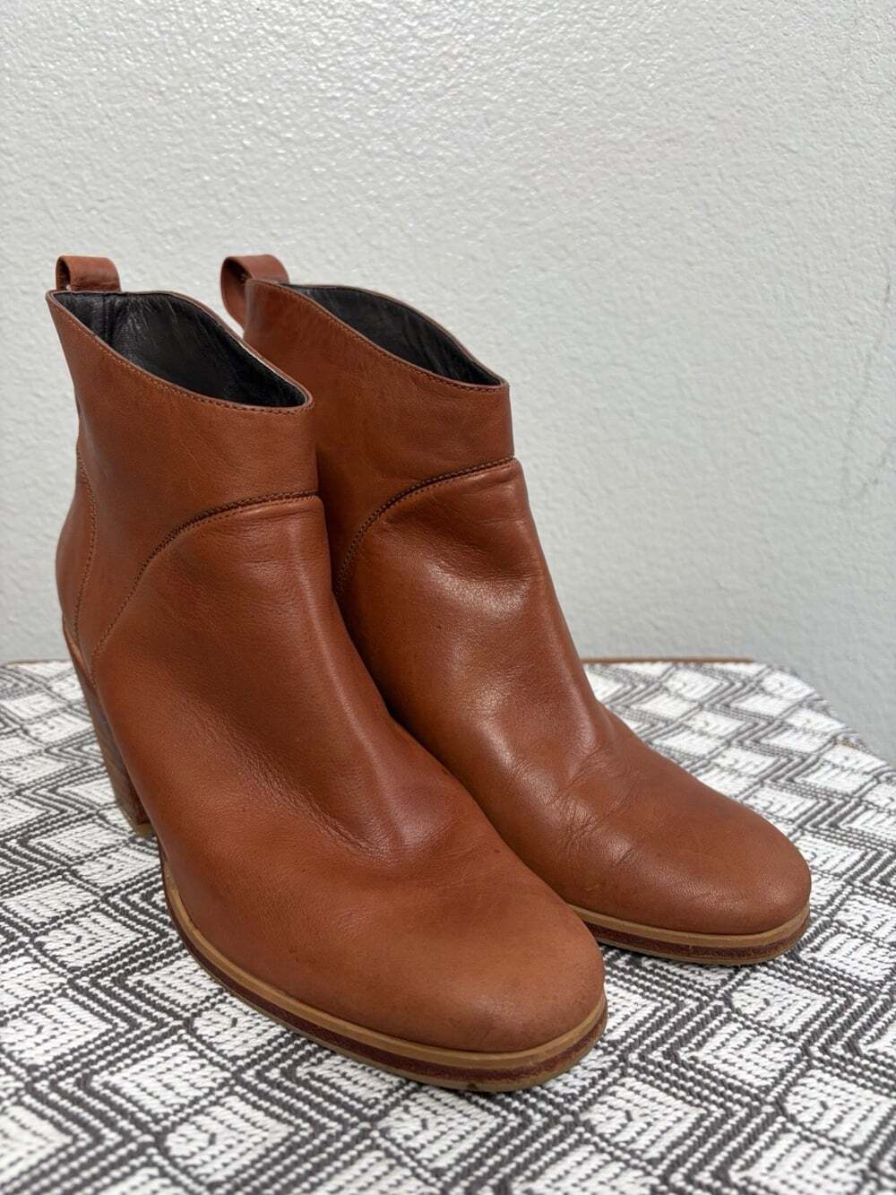 Rachel Comey Womens Leather Pull On Cowboy Ankle Boots Brown Size 7 BOHO